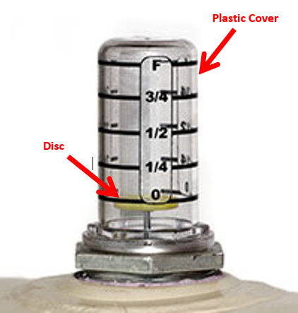 If you think you are out of heating oil, go down to the float gauge on the fuel oil tank. Remove the plastic vial and press down on the level indicator disc to see if the float is actually floating in oil. If it does not move freely, then the gauge is stuck or the heating oil tank is likely empty. 